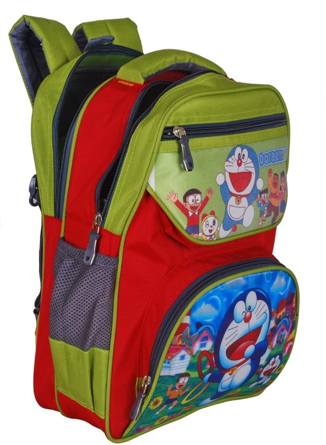 ROZEN Disney DORAEMON Print School Bag/Backpack|Solid Disney Print & Waterproof Polyester Material|2 Comparment with 2 Front Pockets|Size 41 CM (GREEN RED) - Image 5