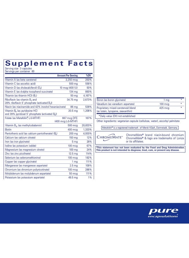 Pure Encapsulations Nutrient 950 | Multivitamin Mineral Supplement to Support Physiological Functions and a Healthy Lifestyle* | 180 Capsules - Image 2