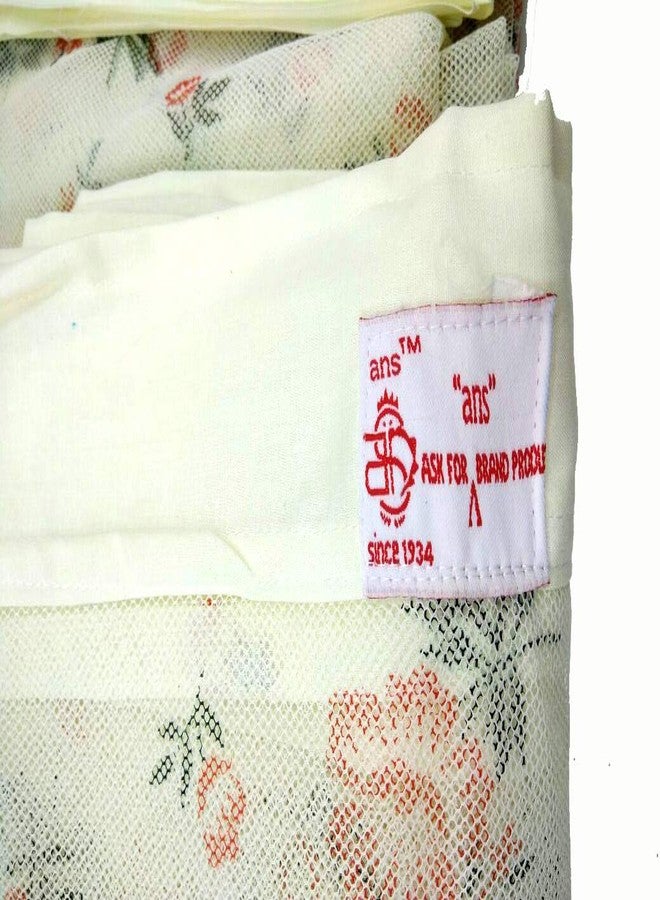 ANS Mosquito Net 3.5x6.5 ft Single Bed, Cream, Floral Print, Rectangle, Super Soft Washable Net, Cotton Border, Free Air Flow Height 5 ft - Image 3
