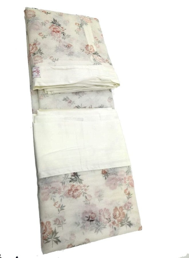 ANS Mosquito Net 3.5x6.5 ft Single Bed, Cream, Floral Print, Rectangle, Super Soft Washable Net, Cotton Border, Free Air Flow Height 5 ft - Image 2