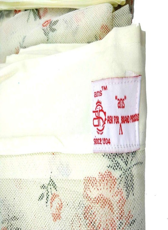 ANS Mosquito Net 3.5x6.5 ft Single Bed, Cream, Floral Print, Rectangle, Super Soft Washable Net, Cotton Border, Free Air Flow Height 5 ft - Image 4