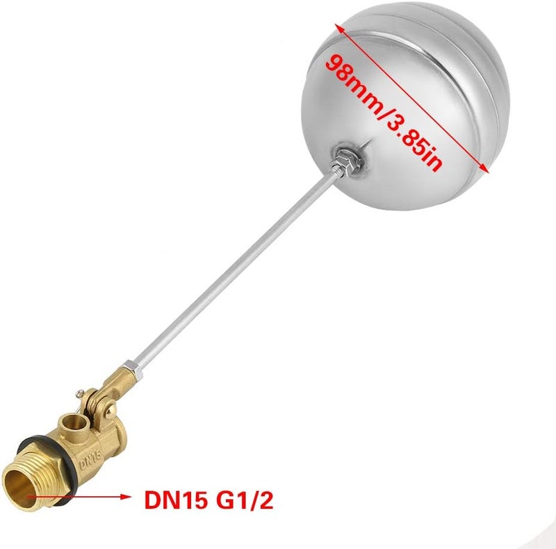 klarako Float Ball Value, Stable Durable DN15 G1/2 Brass External Stainless Steel Thread Water Sensor for Magnetic Level Switch Measurements - Image 5