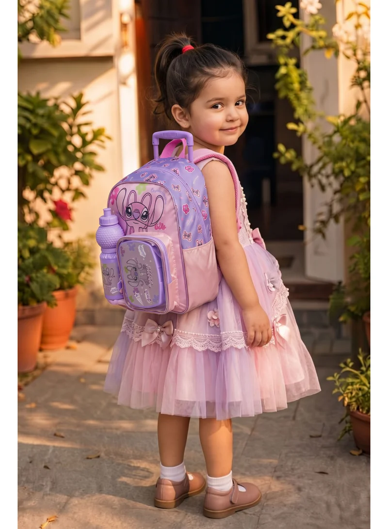 ديزني Disney Stitch Toddler 3-in-1 Trolley School Set 13" | Rolling Backpack, Lunch Box & Water Bottle  | Water Resistant  | Girls School Bag