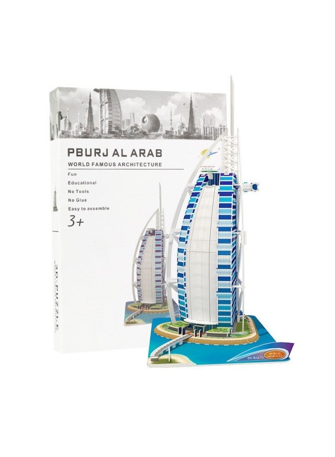 3D 3D PUZZLE World Building 3D PUZZLE Paper DIY Gift 3D PUZZLE GAME-Color:Dubai Sailing Hotel - Image 1