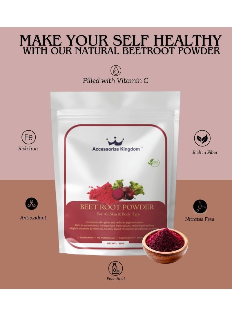Accessories 22 Beetroot Powder (50gm) â€“ 100% Natural & Pure | Suitable for Skin & Body | Enhances Skin Glow, Reduces Pigmentation & Fine Lines | Rich in Nutrients & Essential Vitamins | Preservative-Free - Image 2
