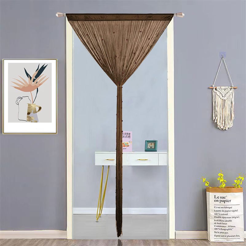 HSYLYM Beaded Curtain Beads Door String Curtains Ideal for Living Room Decor Wall Hanging Fringe Doorway Divider Bedroom Backdrop Hippie Window Closet Privacy Rod Pocket Dense (100x200cm Coffee) - Image 3