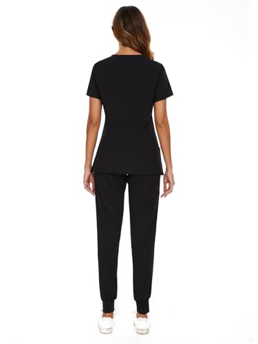 COZYFIT Scrubs for Women Set - Stretch V-Neck Scrub Top & Jogger Pant with 8 Pockets, Yoga Waistband, Anti Wrinkle, Slim Fit Women Scrubs - Image 3