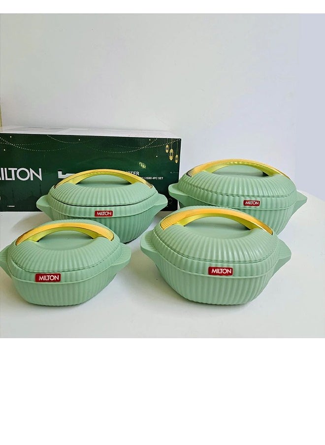Generic - Luxury thermal food container set with golden edges - 4 pieces - Image 1