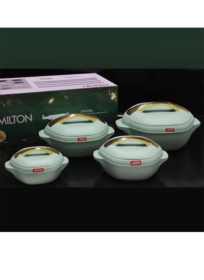 Generic - Luxury thermal food container set with golden edges - 4 pieces - Image 1
