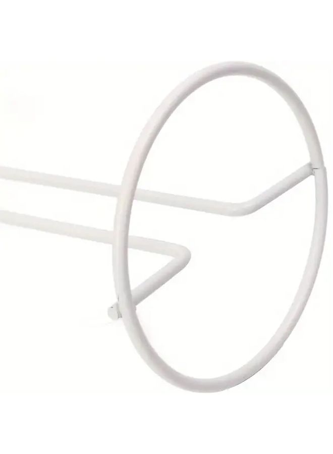 White 2pc Iron Like Tissue Holder Stand Freestanding Toilet Paper Roll Dispenser No Tools Installation - Image 5