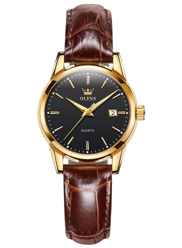 أوليفز ساعة كوارتز كلاسيكية من OLEVS TOP للرجال بسوار جلدي مقاوم للماء وتقويم وساعة يد كوارتز رياضية للرجال - Image 2