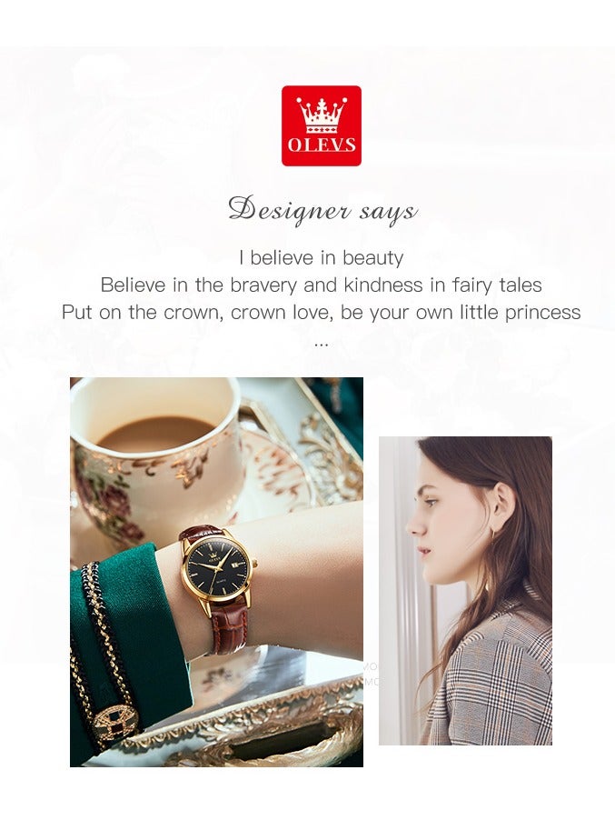 أوليفز ساعة كوارتز كلاسيكية من OLEVS TOP للرجال بسوار جلدي مقاوم للماء وتقويم وساعة يد كوارتز رياضية للرجال - Image 4