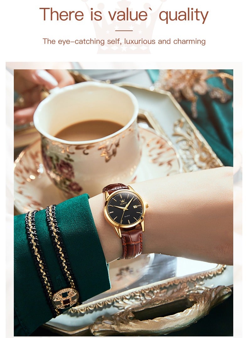 أوليفز ساعة كوارتز كلاسيكية من OLEVS TOP للرجال بسوار جلدي مقاوم للماء وتقويم وساعة يد كوارتز رياضية للرجال - Image 5