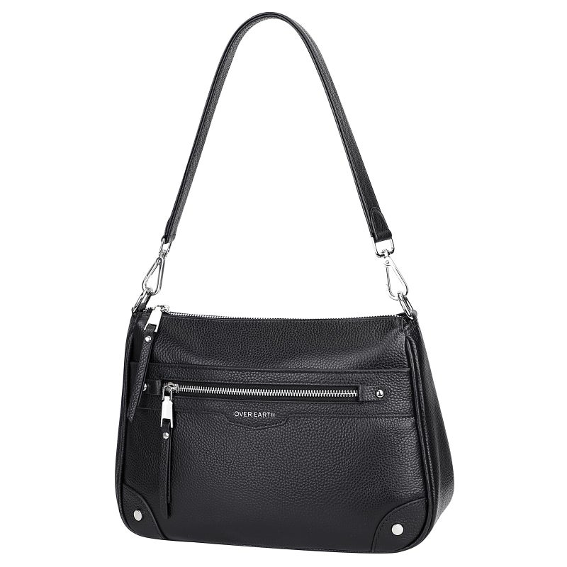 Over Earth Soft Genuine Leather Crossbody Bags for Women Medium Shoulder Purses Hobo Handbags with Multi Pockets(O190E Black) - Image 4