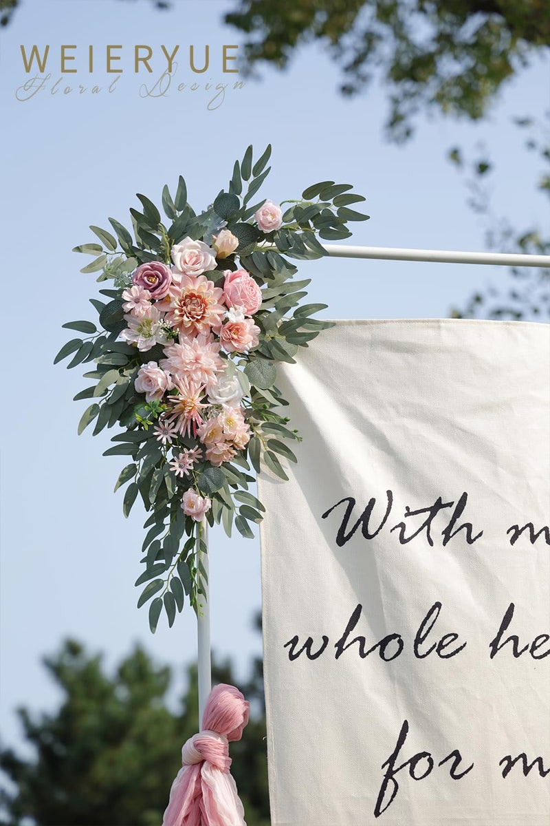 WEIERYUE Artificial Wedding Arch Flowers Kit(Pack of 2) for Wedding Arch, Bridal Shower, Ceremony and Reception Backdrop Decoration (Romantic Pink) - Image 4