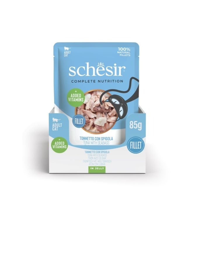 شيسر شيسير طعام رطب للقطط متكامل ومتوازن في عبوة جيلي – تونة مع قاروص 85 جم [الحد الأدنى للطلب: 12 قطعة] - Image 3