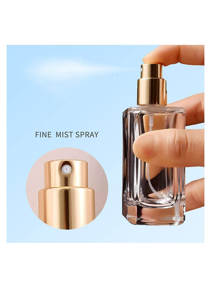 Y&D Spray Bottles, 2Pcs 50ml/1.69 Oz Square Empty Frosted Glass Bottles Perfume Atomizer, Refillable Fine Mist for Essential Oils, Makeup Toner Lotion (Transparent) - Image 2