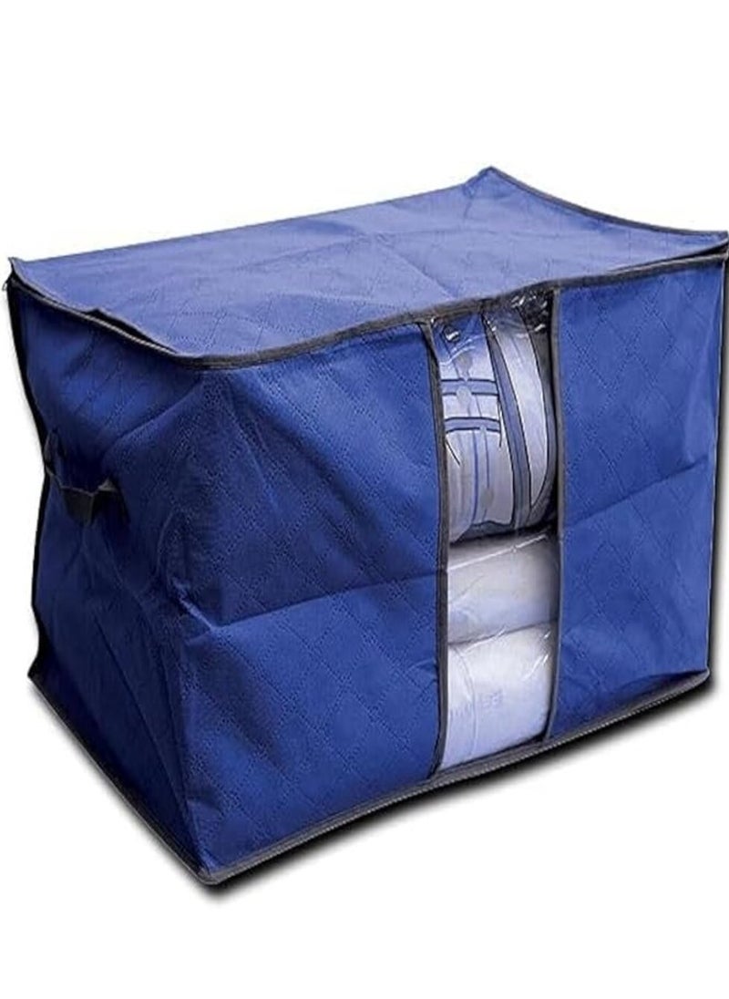 eBasket (4 pieces) Storage bag for organizing and storing clothes, blankets, and all furnishings (Blue color) made of capitone  - Image 4