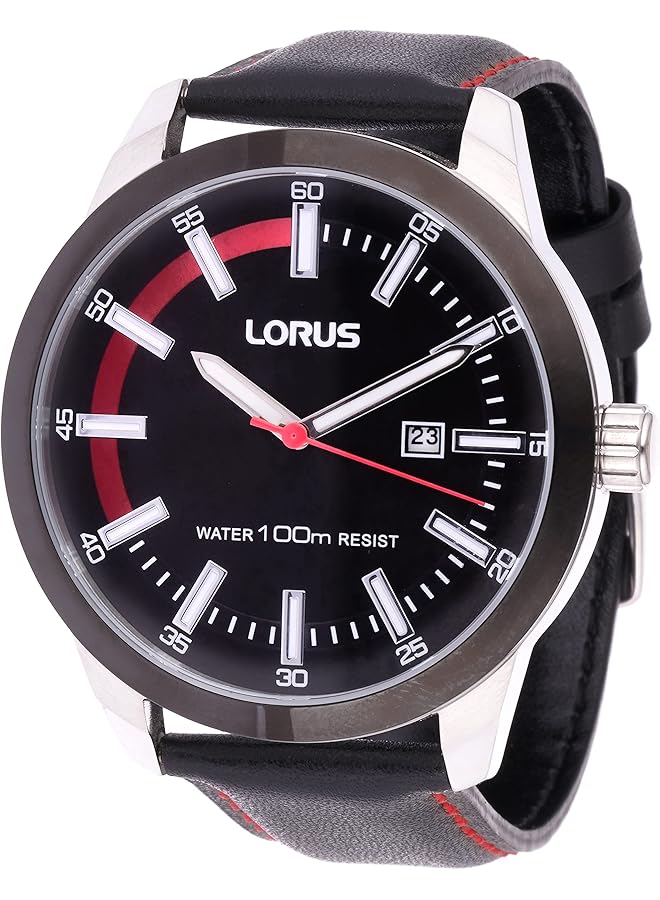 لوراس ساعة رياضية للرجال كوارتز تناظرية بسوار جلدي Rh951Jx9 - Image 1