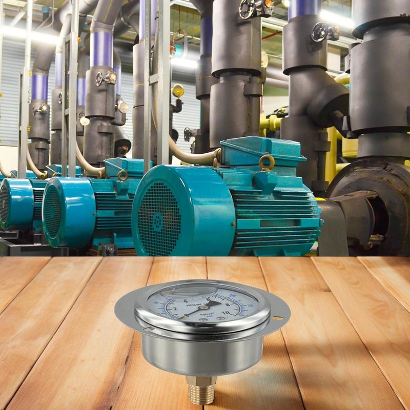 مقياس ضغط الزيت الهيدروليكي من الفولاذ المقاوم للصدأ 0-10 كجم 60 مم للاستخدام الصناعي - Image 5