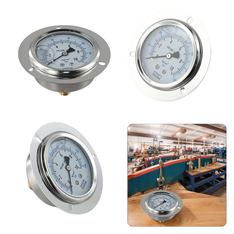 مقياس ضغط الزيت الهيدروليكي من الفولاذ المقاوم للصدأ 0-10 كجم 60 مم للاستخدام الصناعي - Image 2
