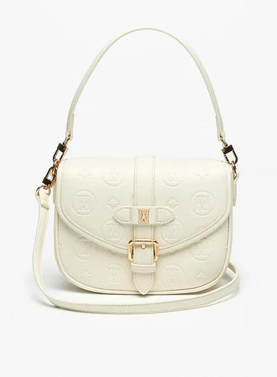 ايل Women Monogram Embossed Satchel Bag with Magnetic Closure