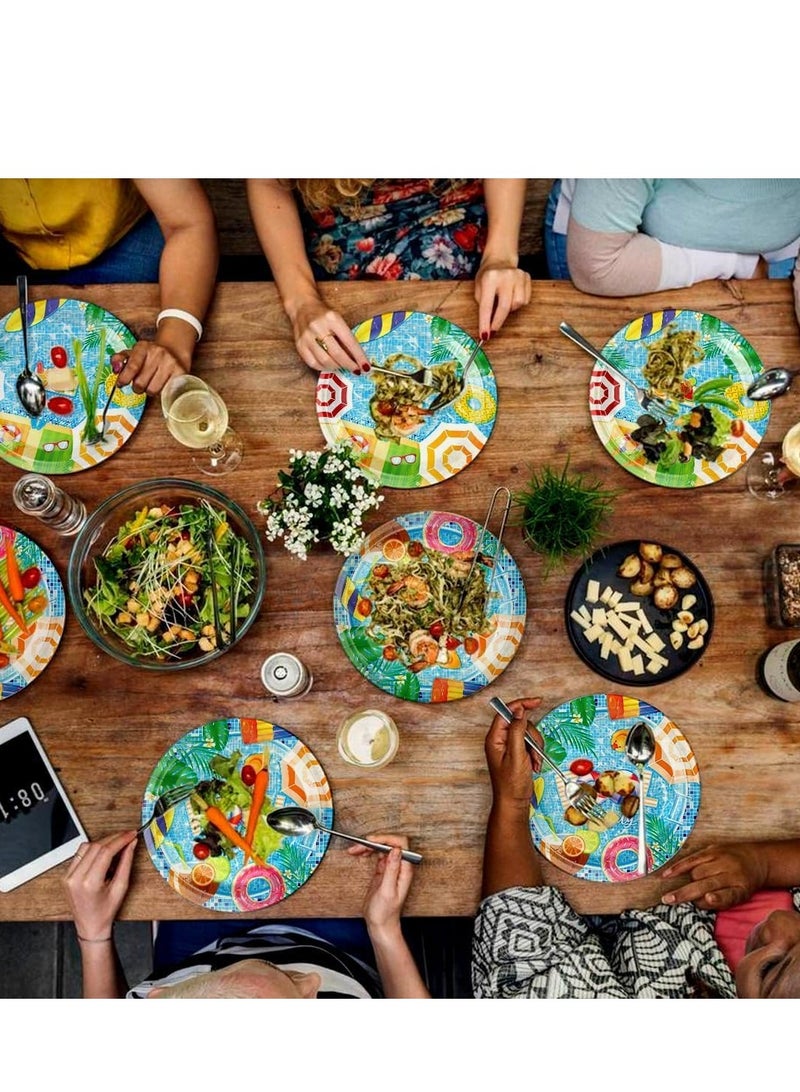 SYOSI Pool Party Supplies, Pool Plates and Napkins Set, Disposable Pool Party Plates, Napkins and Cutlery for Birthday, Baby Shower, Summer Beach, Pool Themed Party Decorations Serves 20 - Image 2