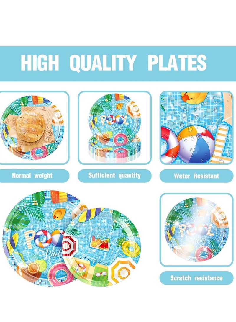 SYOSI Pool Party Supplies, Pool Plates and Napkins Set, Disposable Pool Party Plates, Napkins and Cutlery for Birthday, Baby Shower, Summer Beach, Pool Themed Party Decorations Serves 20 - Image 5
