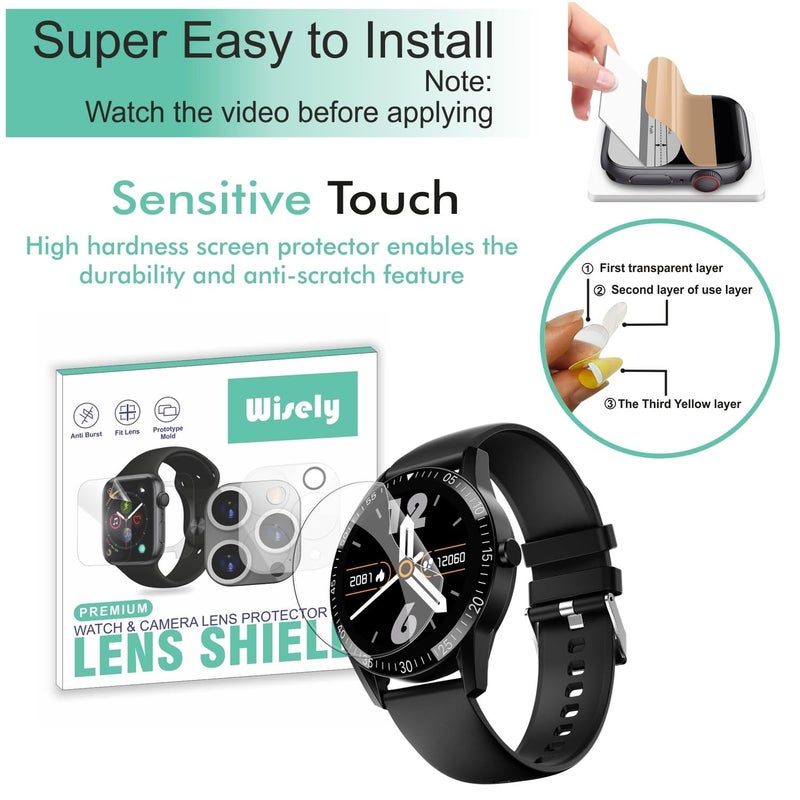 Wisely |Pack of 3pc| Screen Guard Protector For Fireboltt Talk 1.39" Anti Shock, Anti-Scratch, HD Clear, Full Cover - Image 2