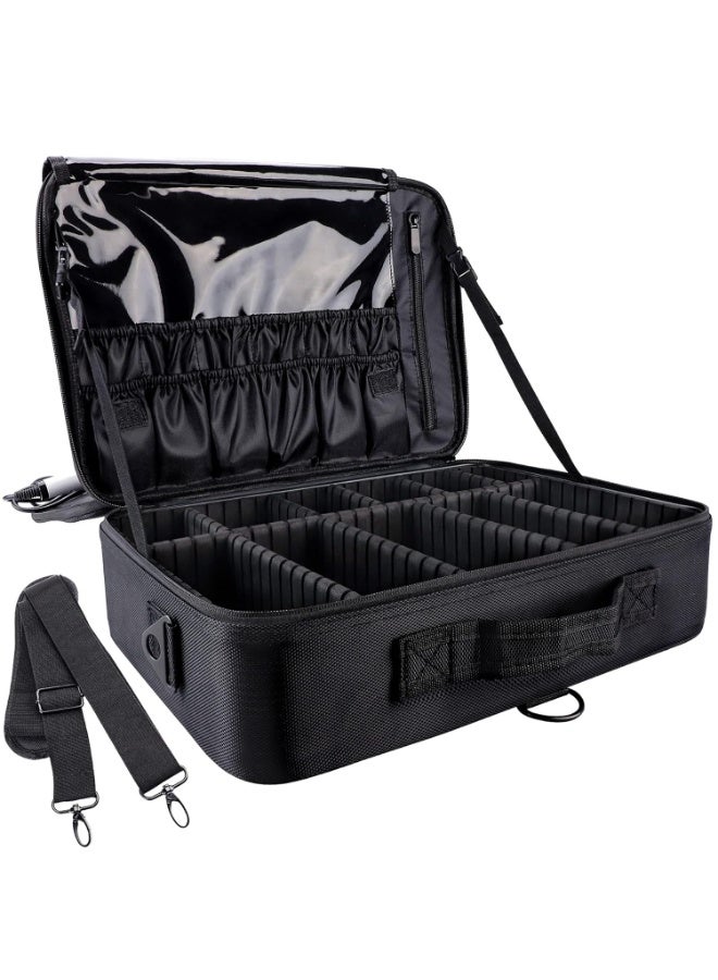 Multi-Layer Makeup Bag - Large Capacity Extra-Large Lightweight Tool Case with Mirror Professional-Grade Large Portable Carry-On Storage Bag - Image 1