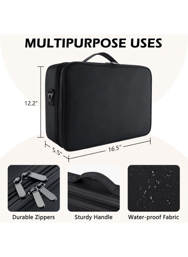 Multi-Layer Makeup Bag - Large Capacity Extra-Large Lightweight Tool Case with Mirror Professional-Grade Large Portable Carry-On Storage Bag - Image 2