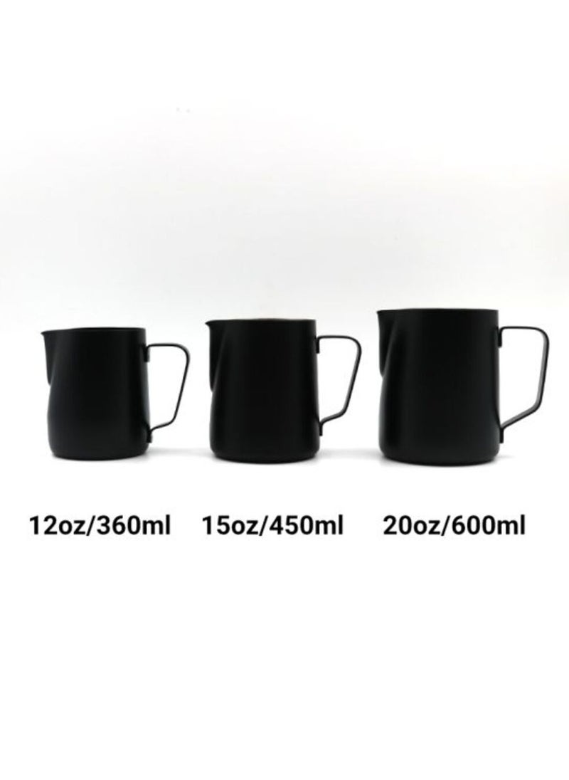 Rhino Coffee Gear - Stealth Milk Pitcher, Professional Pouring Spout, Polished Non-Stick Coating, Stainless Steel, 12oz (360ml) - Black - Image 1