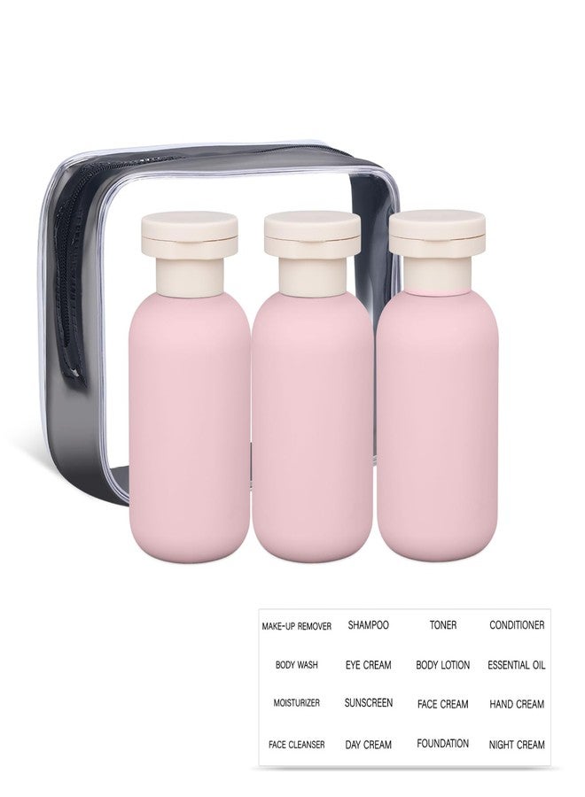 ASEVAT 3.4 oz/3 Pcs Travel Bottles for Toiletries, Leak Proof Squeeze Bottles Refillable, Plastic Bottles with Caps for Shampoo, Lotion, Cream, Conditioner and Liquids - Image 1
