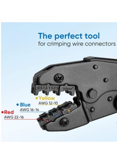 Excefore Crimping Tool for Heat Shrink Connectors, AWG22-10 Crimping Tool For Insulated Electrical Connectors, Ratcheting Wire Terminal Crimper - Crimping Pliers - Electrical Crimping Tool (30C, Blue)  - Image 2