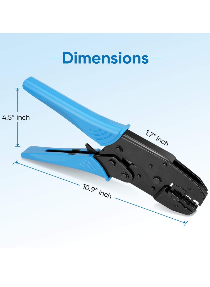 Excefore - Crimping Tool for Heat Shrink Connectors, AWG22-10 Crimping Tool For Insulated Electrical Connectors, Ratcheting Wire Terminal Crimper - Crimping Pliers - Electrical Crimping Tool (30C, Blue) - Image 1