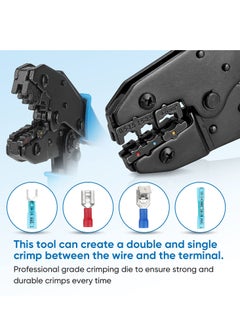 Excefore Crimping Tool for Heat Shrink Connectors, AWG22-10 Crimping Tool For Insulated Electrical Connectors, Ratcheting Wire Terminal Crimper - Crimping Pliers - Electrical Crimping Tool (30C, Blue)  - Image 3