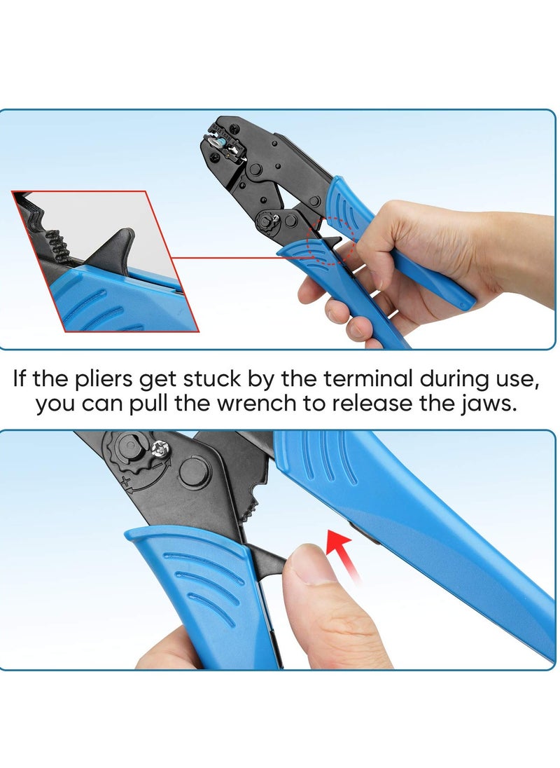 Excefore Crimping Tool for Heat Shrink Connectors, AWG22-10 Crimping Tool For Insulated Electrical Connectors, Ratcheting Wire Terminal Crimper - Crimping Pliers - Electrical Crimping Tool (30C, Blue)  - Image 4