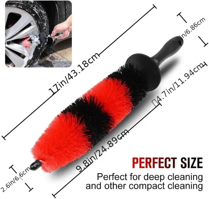 SWAMINE Wheel Rim Brush, Soft Bristle Long Master Car Wheel Brush Rim Tire Detailing Brush Car Washing Brush for Wheels Rims Exhaust Tips Vehicle Engine Motorcycles,No Scratches Diverse purchase plan - Image 2
