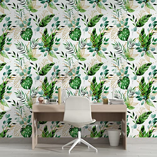 PAPER PLANE DESIGN Self-Adhesive Theme Leaves Wallpaper for Living Rooms Bedroom Hall 1 Roll (2 X 12 Feet 24 Square Feet)- (Tropical Leaves of Palm Monstera Banana) - Image 3