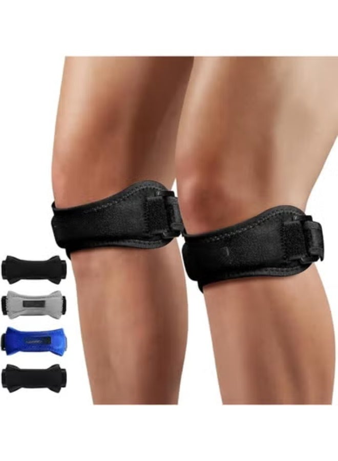 دعامة الركبة الرياضية القابلة للتعديل (طقم 2 قطعة) - حزام دعم مثالي لـ كرة السلة، اللياقة البدنية، والكرة الطائرة - تخفيف آلام وتر الركبة والتهاب المفاصل - مقاس موحد مضاد للانزلاق - Image 1