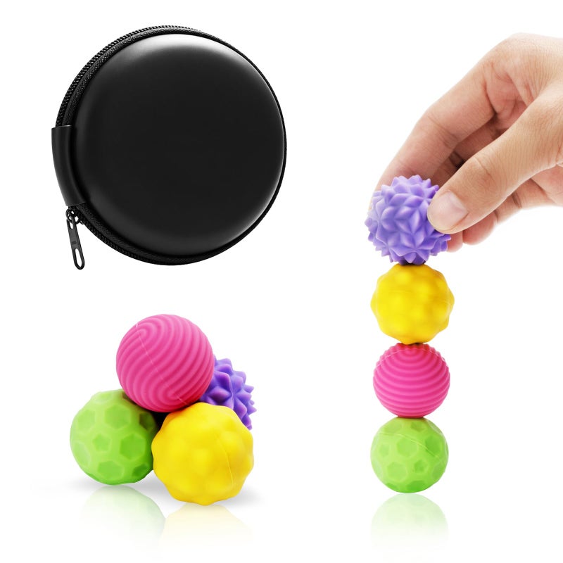 civan Magnetic Balls Fidget Toys Adults 4PCS Textures Silicone Stress Balls Quiet Stress Relief Sensory Toys for Autism ADHD Anxiety Office Home Toy Stocking Stuffers for Women Men Gifts - Image 3