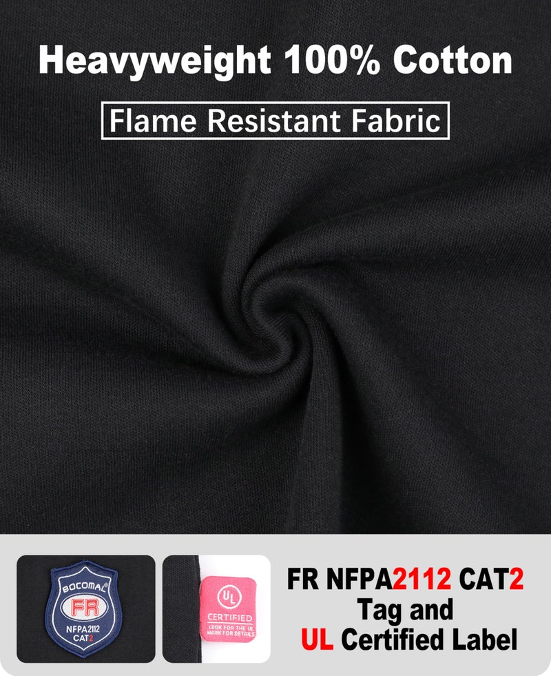 BOCOMAL FR Shirts Flame Resistant Shirt 100% Cotton NFPA2112 7oz Black Men's FR T Shirt - Image 5