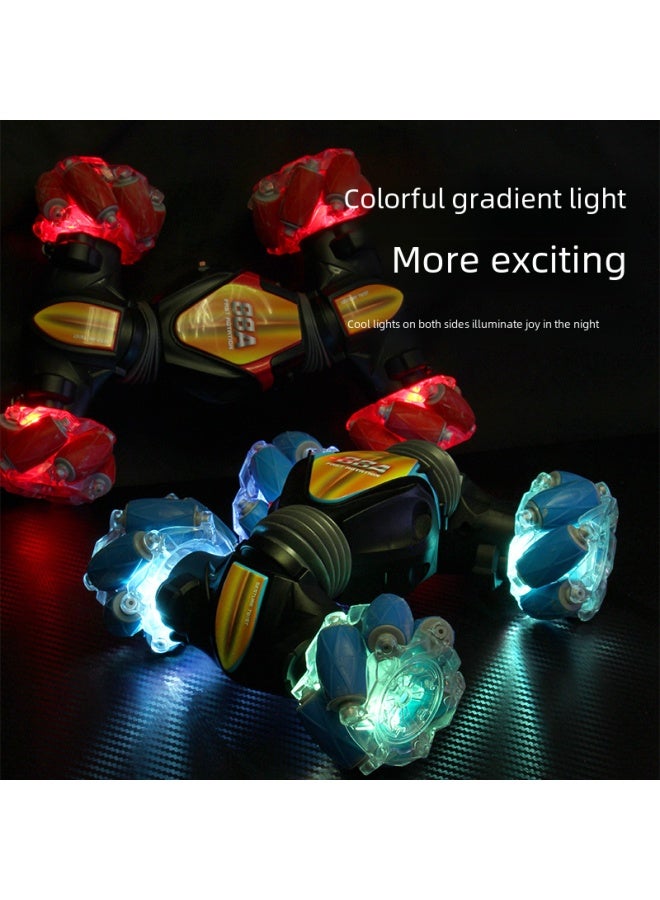 Loquat Gesture Sensing Stunt Light Four-wheel Drive Twist Car Street Stall Electric Children's Toy Remote Control Car-Color:*dual Remote Control Conventional Wheel-blue-88b (21cm) 0.66kg - Image 3