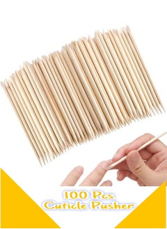 Generic 100-Piece Wooden Nail Cuticle pusher Stick Set Beige  - Image 1