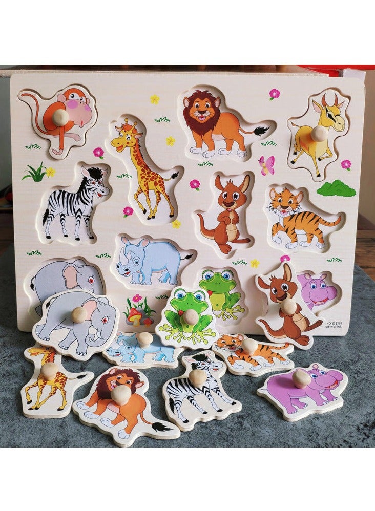 3D Wooden Animal Puzzle Board – Montessori Educational Toy for Toddlers, Hand-Eye Coordination & Fine Motor Skill Development, Easy-Grip Peg Jigsaw for Early Learning, Perfect Gift for Babies & Kids - Image 5