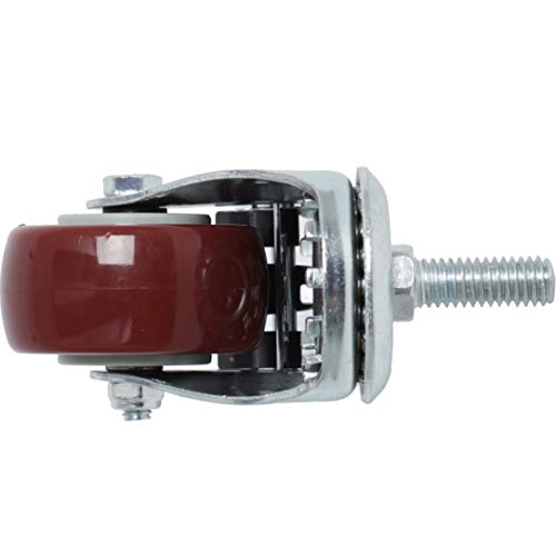 Finnhomy Swivel Caster Wheels 2 Inch Heavy Duty Threaded Stem Casters 3/8"-16x1 with Brake Set of 4 Premium Polyurethane Wheels PU Load Bearing 800 Lbs Anti-wear Smooth Casters, Red - Image 4