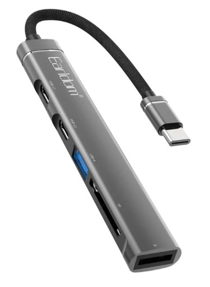 Earldom 5 in 1 adapter docking station USB type-C HUP21 for computer and mobile phone , High quality mini , Multi-port (2 USB type-C, USB 3.0, TF support , SD support)  - Image 1