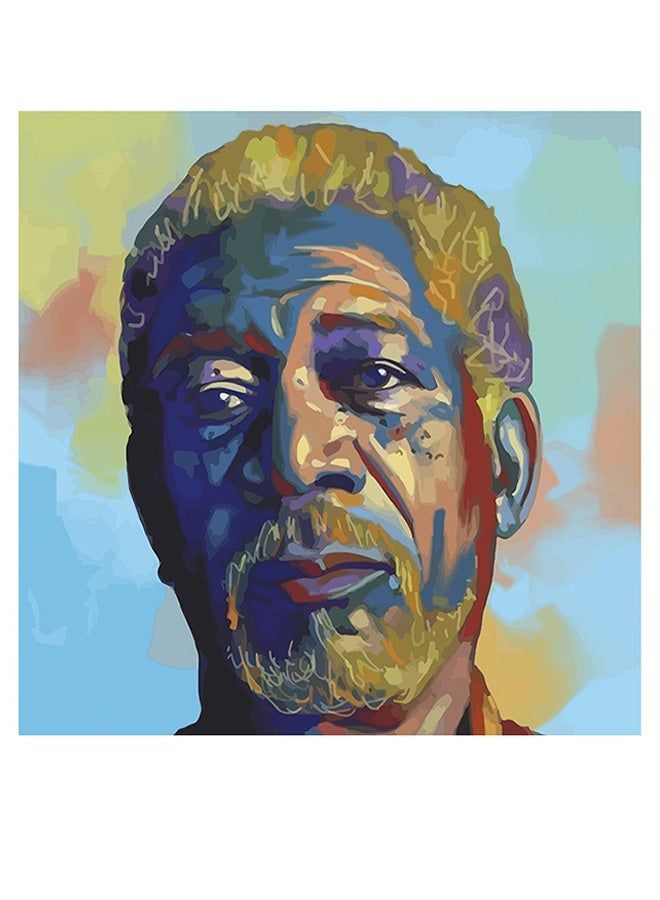 RYN Morgan Freeman Printed Wall Art Blue/Yellow/Brown 30x30cm - Image 2