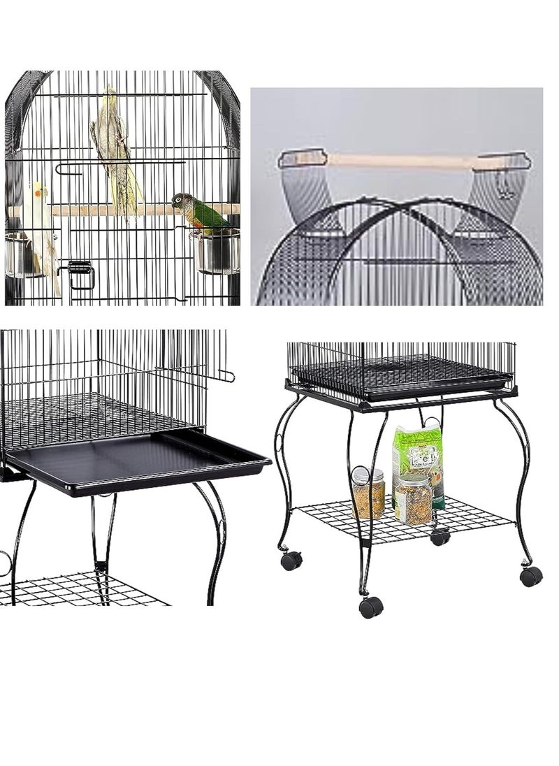 parrot Bird cage with rolling stand 2 wood stick 2 Food Container large with top stand for big parrots such as casco cocatoo,conure,Parakeet,Budgerigar,Fischer Lovebird,cockatiel