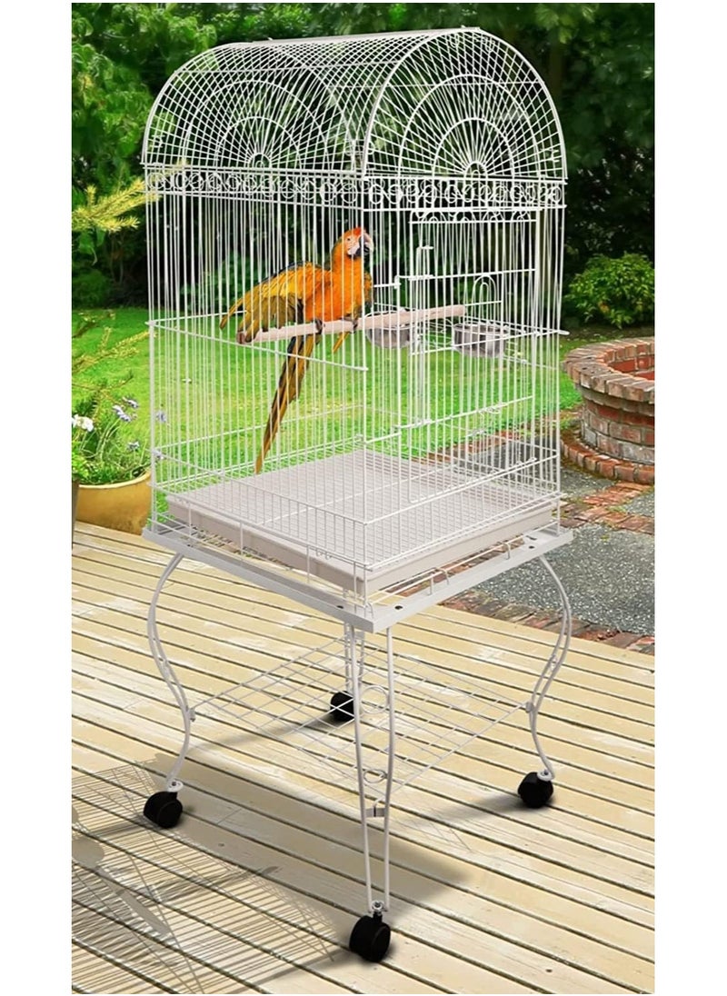 parrot Bird cage with rolling stand 2 wood stick 2 Food Container large with top stand for big parrots such as casco cocatoo,conure,Parakeet,Budgerigar,Fischer Lovebird,cockatiel